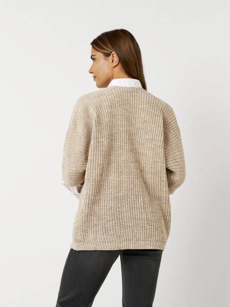 TONI Fashion Style »Haifa« sand/gold Ajour-Cardigan mit Effektgarn im Angebot