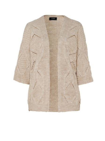 TONI Fashion Style »Haifa« sand/gold Ajour-Cardigan mit Effektgarn im Angebot