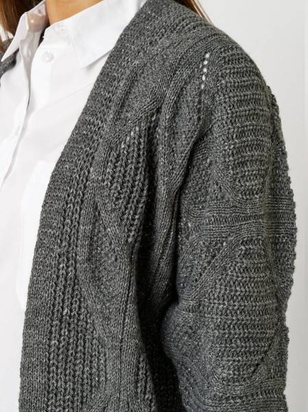 TONI Fashion Style »Haifa« grey/silver Ajour-Cardigan mit Effektgarn Schlussverkauf