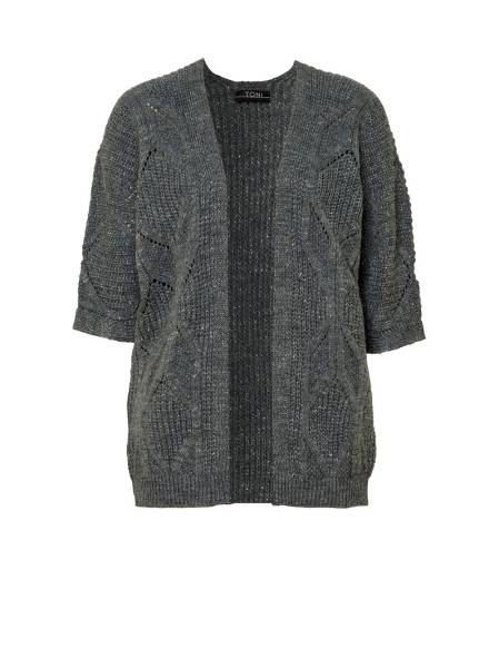TONI Fashion Style »Haifa« grey/silver Ajour-Cardigan mit Effektgarn Schlussverkauf