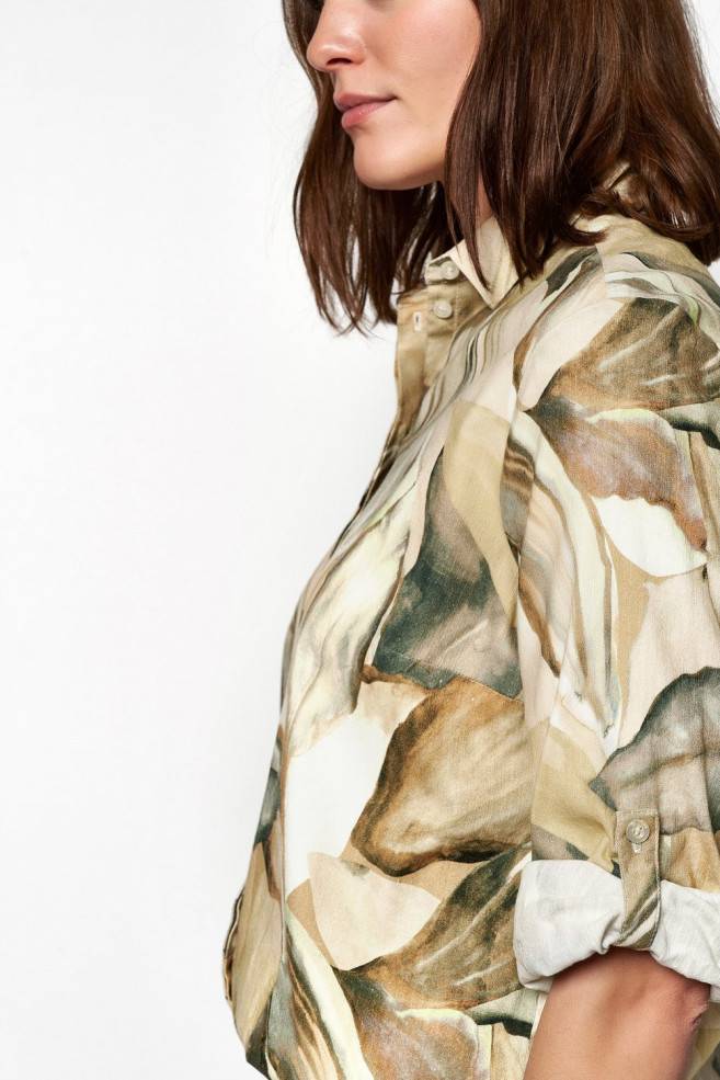 TONI Fashion Style »Clay« multicolour beige Leinenhemd mit Naturdruck Blitzverkäufe