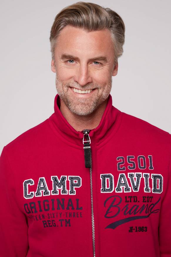 Soccx Sweatjacke mit Artwork im Retro-Style royal red Schlussverkauf
