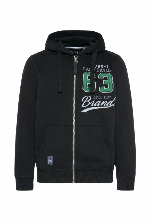 Soccx Kapuzensweatjacke mit Retro-Artwork black Fabrikverkauf