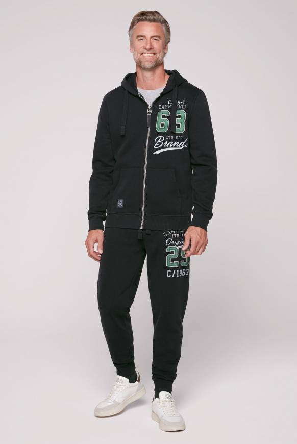Soccx Kapuzensweatjacke mit Retro-Artwork black Fabrikverkauf