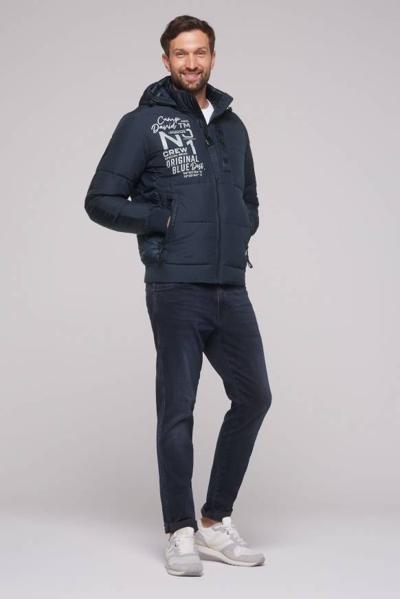 Soccx Steppjacke im Materialmix mit abtrennbarer Kapuze blue navy Outlet