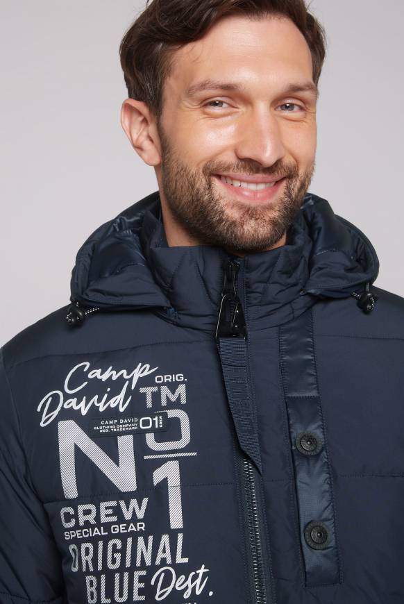 Soccx Steppjacke im Materialmix mit abtrennbarer Kapuze blue navy Outlet