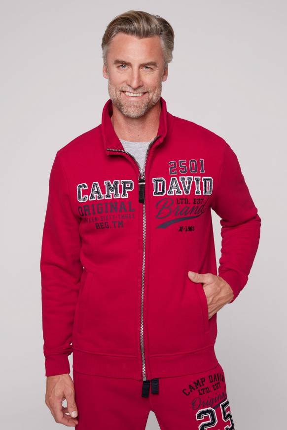 Soccx Sweatjacke mit Artwork im Retro-Style royal red