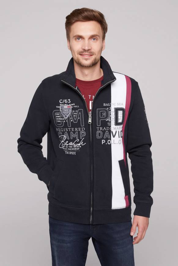 Soccx Sweatjacke mit Color-Blocking und Artworks blue navy