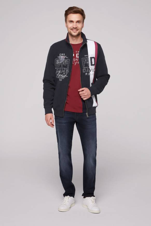 Soccx Sweatjacke mit Color-Blocking und Artworks blue navy Auslauf