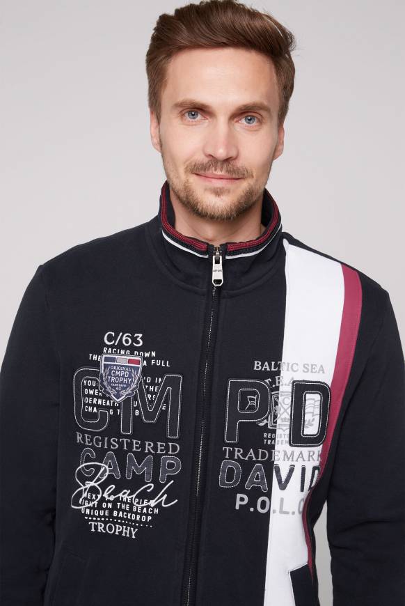 Soccx Sweatjacke mit Color-Blocking und Artworks blue navy Auslauf