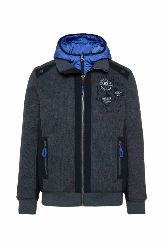 Soccx Strickfleecejacke mit abtrennbaren Kapuzen-Einsatz blue navy melange Angebote