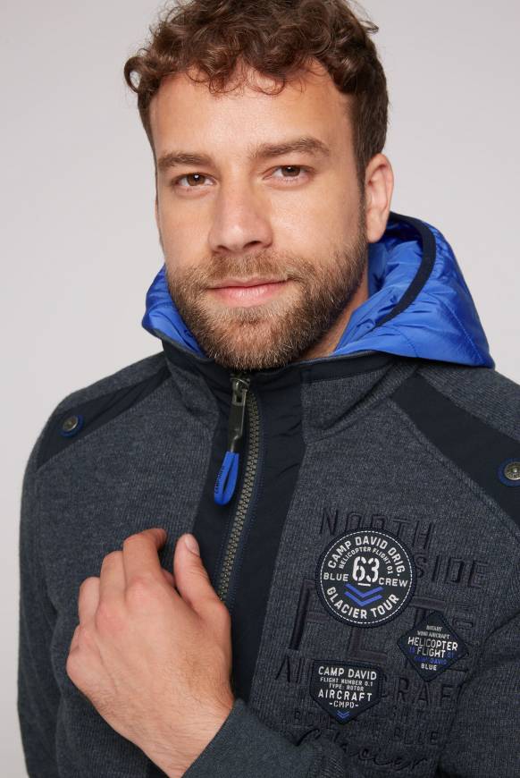 Soccx Strickfleecejacke mit abtrennbaren Kapuzen-Einsatz blue navy melange Angebote