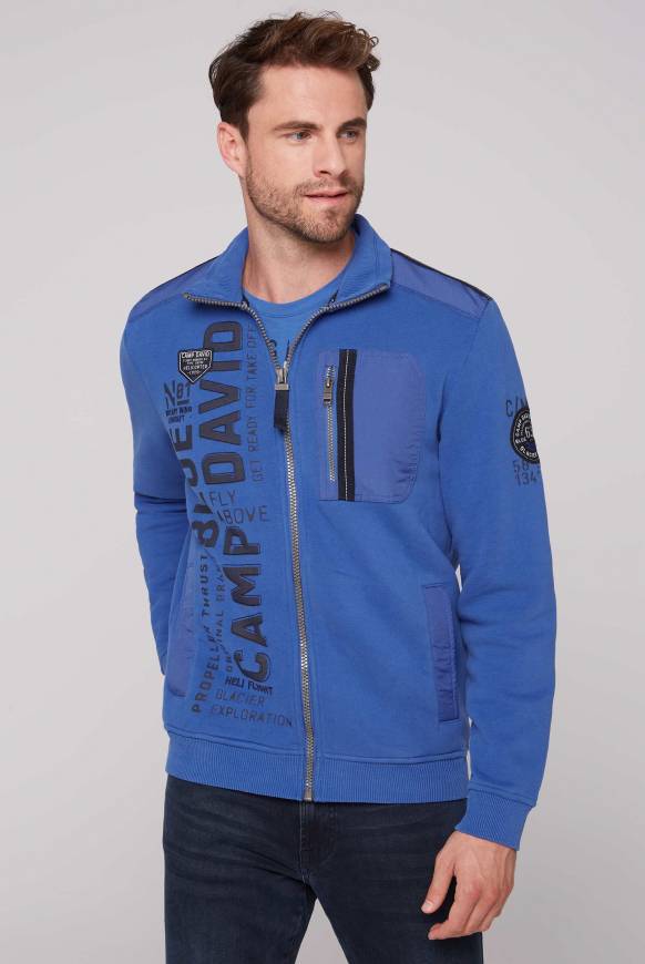 Soccx Sweatjacke mit tonigen Ripstop-Details strong blue im Angebot