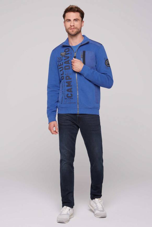 Soccx Sweatjacke mit tonigen Ripstop-Details strong blue im Angebot