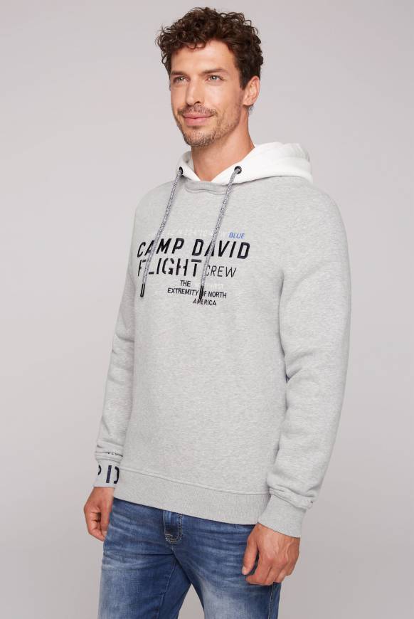 Soccx Sweatshirt mit Kontrastkapuze und Logo-Stickereien granite melange