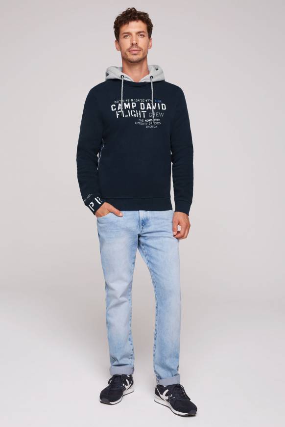 Soccx Sweatshirt mit Kontrastkapuze und Logo-Stickereien blue navy Günstiger Verkauf