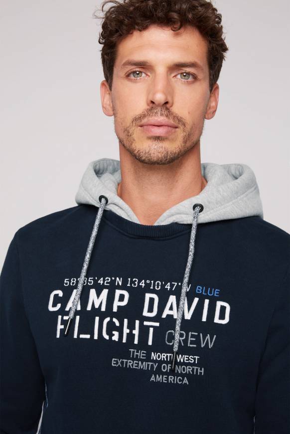 Soccx Sweatshirt mit Kontrastkapuze und Logo-Stickereien blue navy Günstiger Verkauf