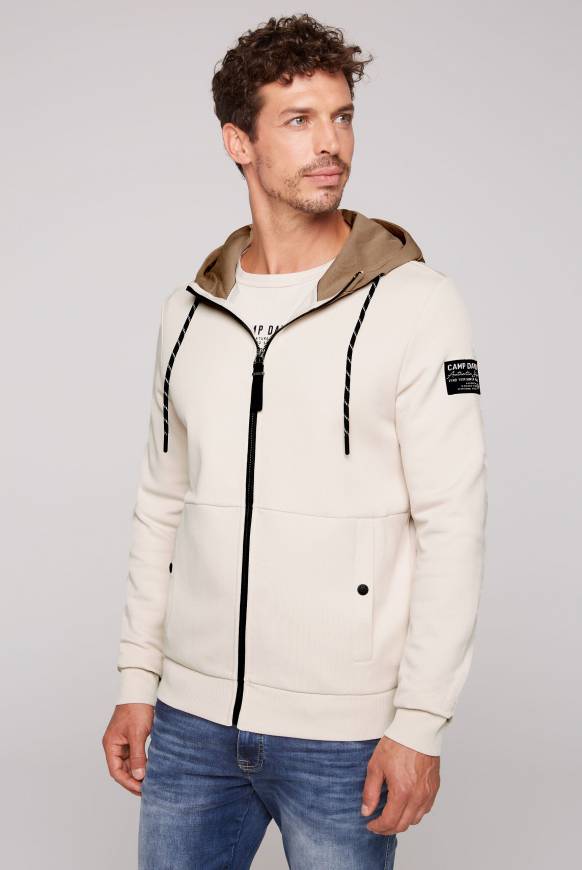 Soccx Sweatjacke aus Interlock mit Kapuze ecru Online