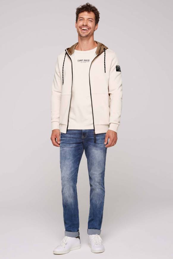 Soccx Sweatjacke aus Interlock mit Kapuze ecru Online