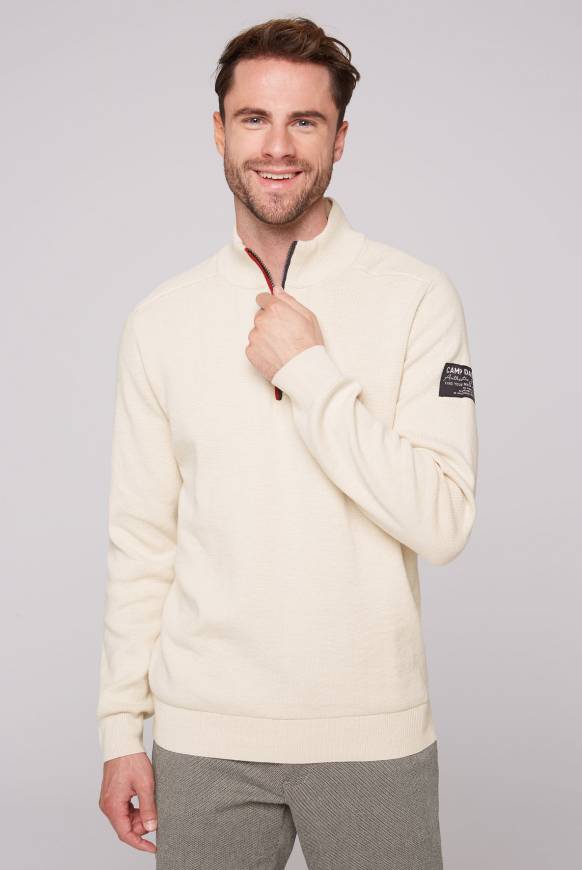 Soccx Troyer-Pullover mit Zipper-Detail ecru