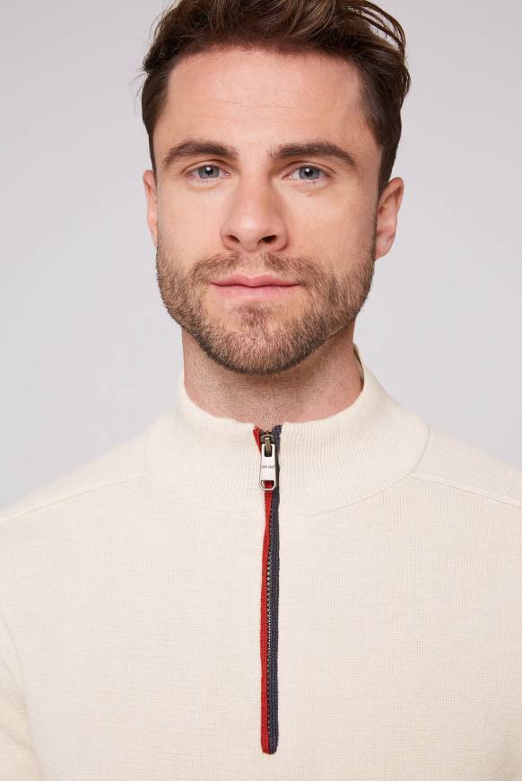 Soccx Troyer-Pullover mit Zipper-Detail ecru Hotsell