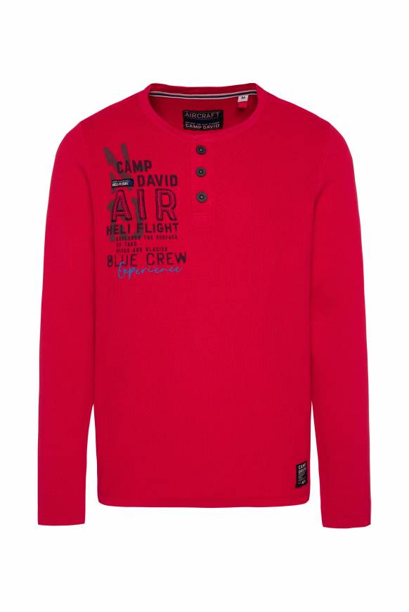 Soccx Henley-Pullover Stone Washed flight red Schlussverkauf