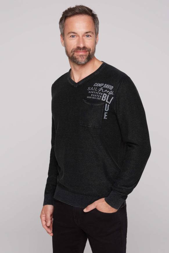 Soccx Pullover Linksstrick mit Used Look black