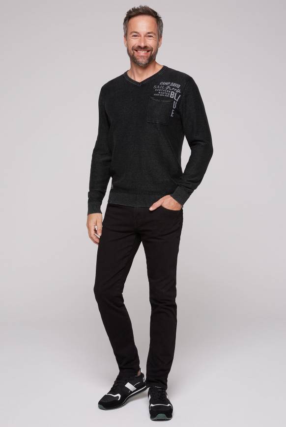 Soccx Pullover Linksstrick mit Used Look black Günstiger Verkauf