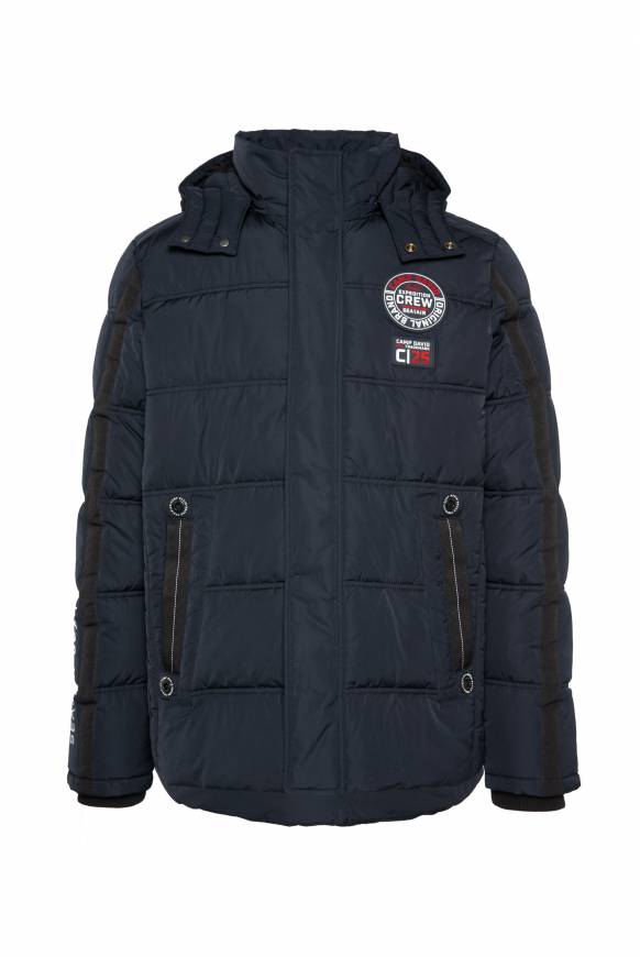 Soccx Lange Steppjacke mit Kapuze und Rücken-Artwork blue navy Angebote