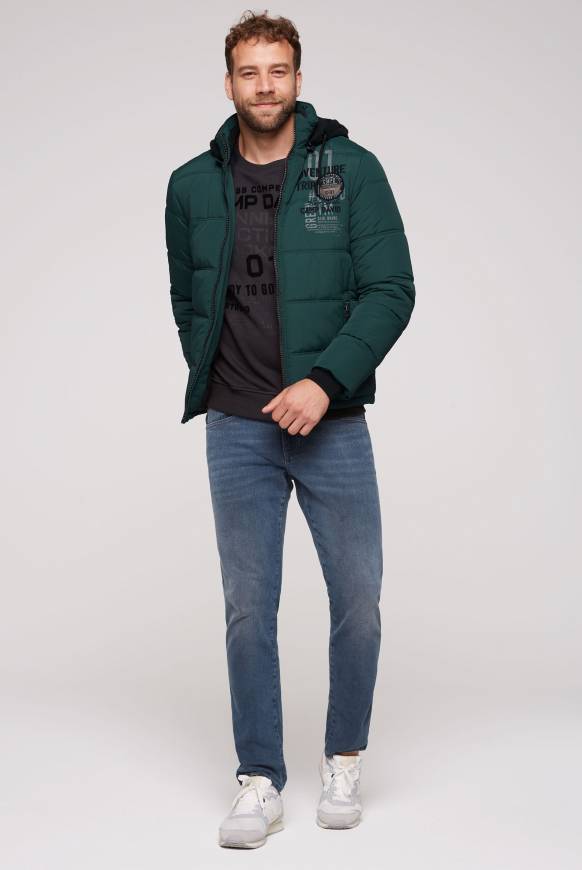 Soccx Strukturierte Steppjacke mit abtrennbarer Sweatkapuze deep green Günstiger Verkauf