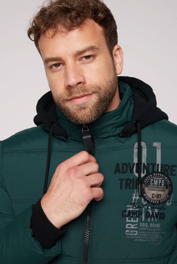 Soccx Strukturierte Steppjacke mit abtrennbarer Sweatkapuze deep green Günstiger Verkauf