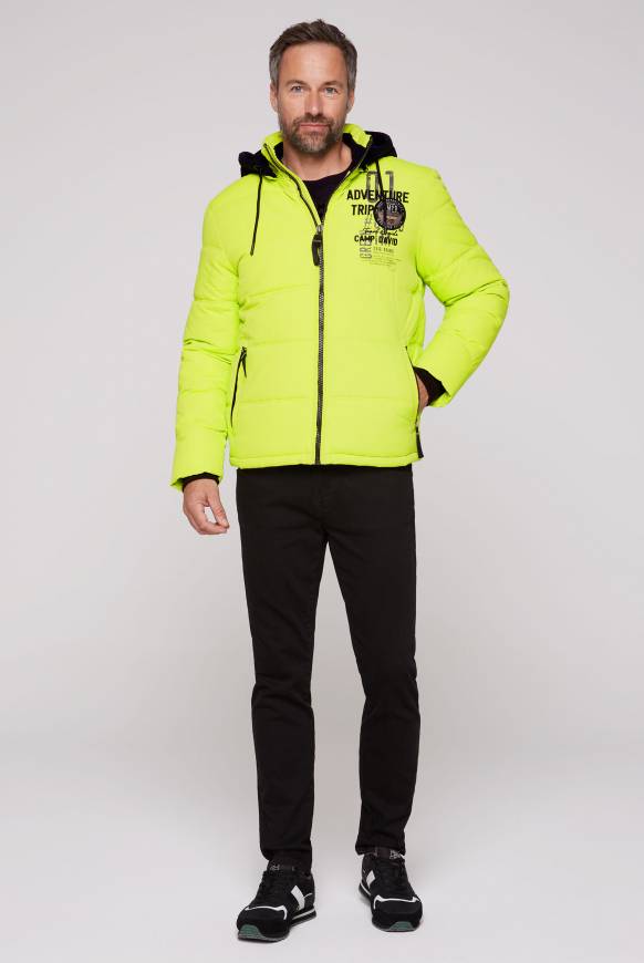 Soccx Strukturierte Steppjacke mit abtrennbarer Sweatkapuze neon kiwi Fabrikverkauf