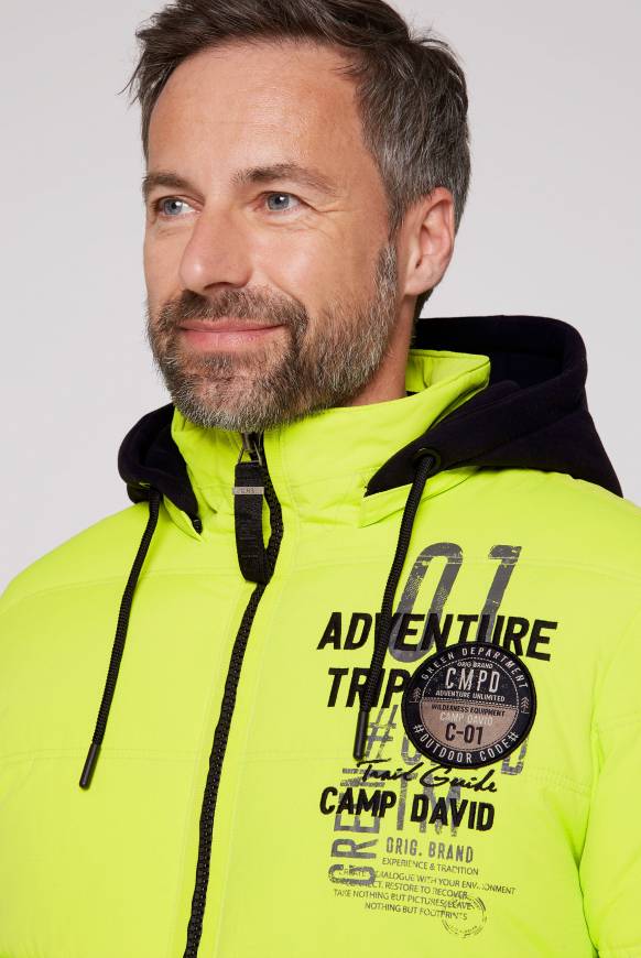 Soccx Strukturierte Steppjacke mit abtrennbarer Sweatkapuze neon kiwi Fabrikverkauf