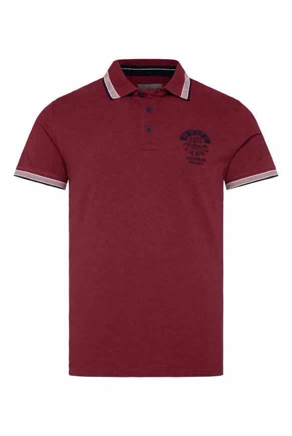 Soccx Meliertes Poloshirt mit Two-Tone-Details burgundy melange Outlet
