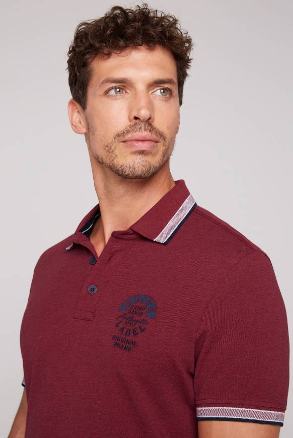 Soccx Meliertes Poloshirt mit Two-Tone-Details burgundy melange Outlet