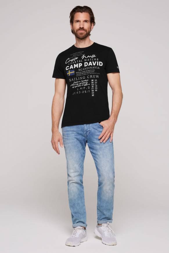 Soccx T-Shirt mit Print Artwork black Verkauf