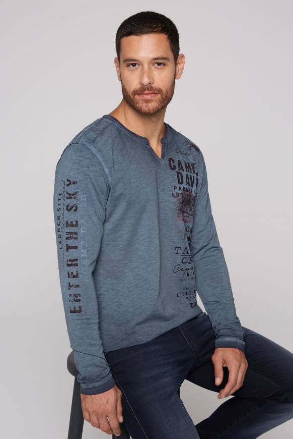 Soccx Langarmshirt mit Twill-Patches und Artworks blue navy Schlussverkauf