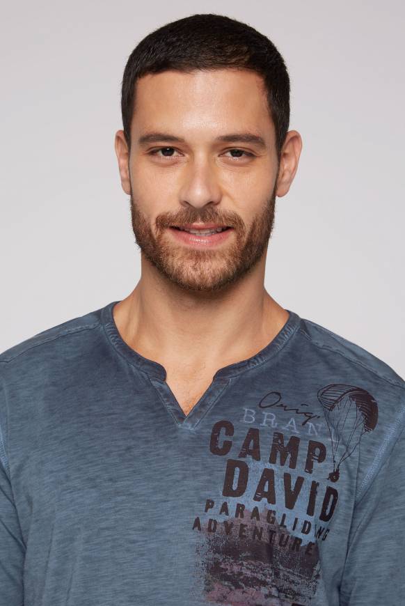 Soccx Langarmshirt mit Twill-Patches und Artworks blue navy Schlussverkauf