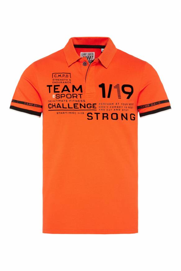 Soccx Pikee-Polo mit Flockprint signal orange Günstiger Verkauf