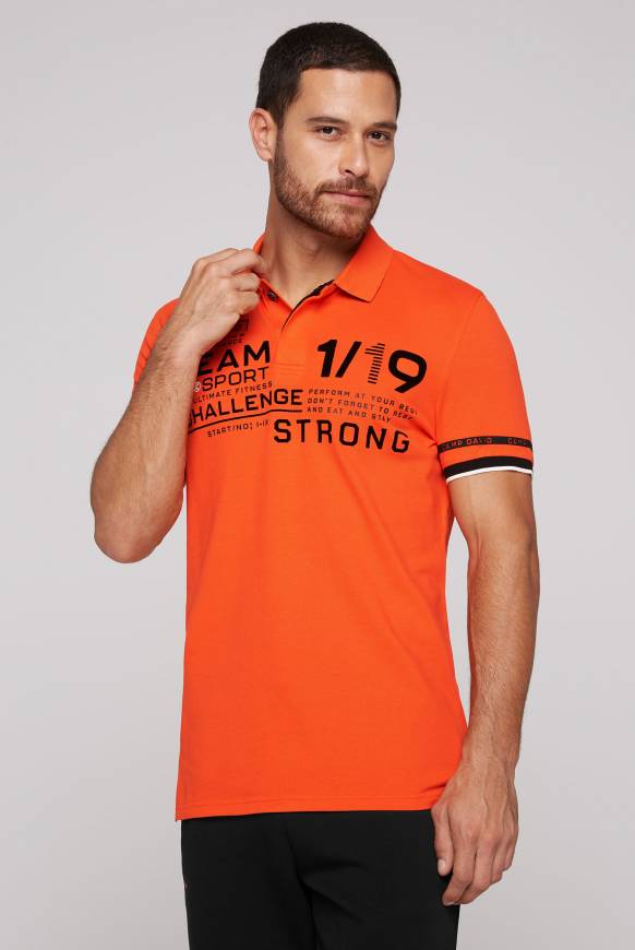 Soccx Pikee-Polo mit Flockprint signal orange Günstiger Verkauf