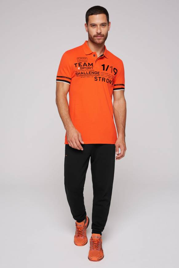 Soccx Pikee-Polo mit Flockprint signal orange Günstiger Verkauf