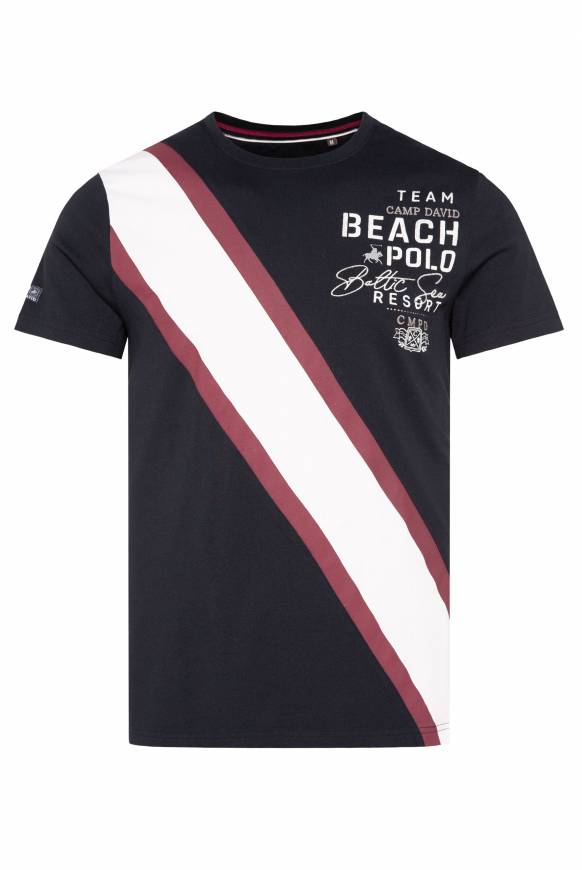 Soccx T-Shirt mit Color-Blocking und Artwork blue navy Blitzverkäufe