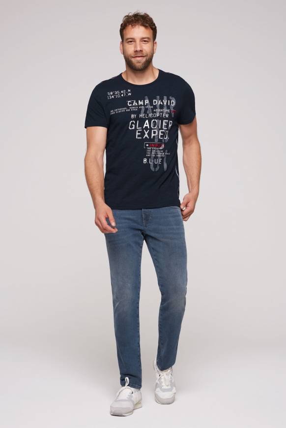 Soccx T-Shirt mit Print im Used Look blue navy Auslauf