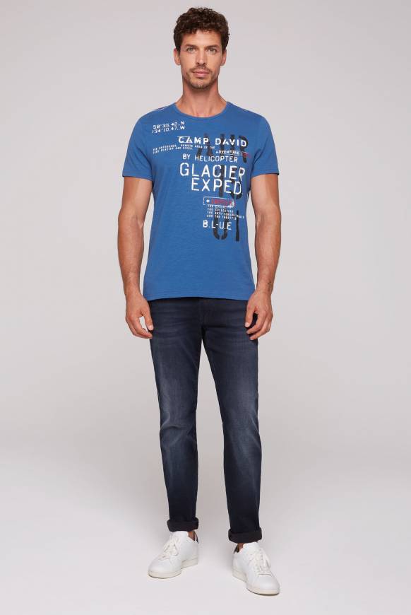 Soccx T-Shirt mit Print im Used Look strong blue Verkauf