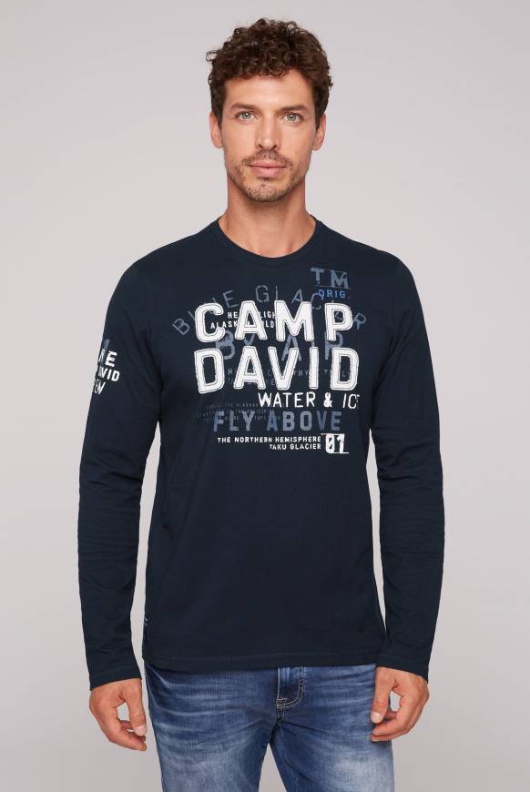 Soccx Langarmshirt mit Label-Applikationen blue navy