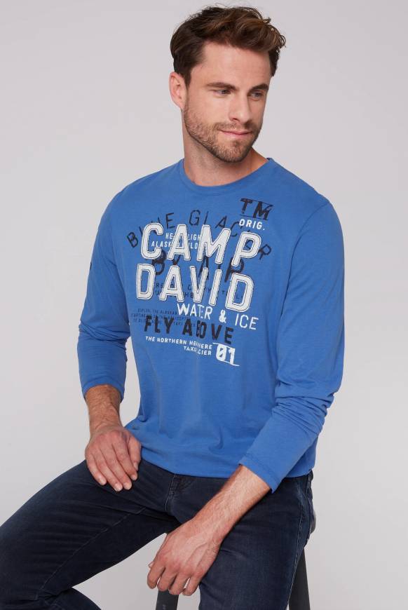 Soccx Langarmshirt mit Label-Applikationen strong blue