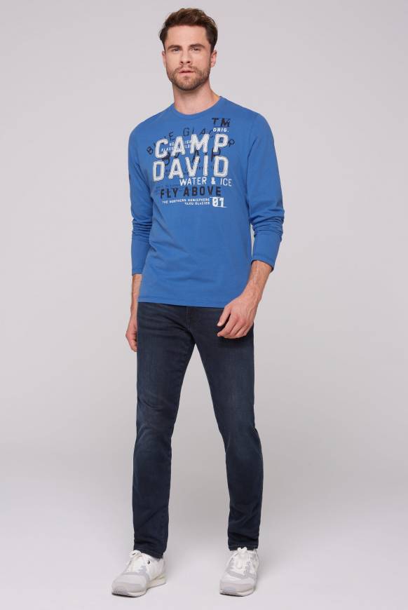 Soccx Langarmshirt mit Label-Applikationen strong blue im Angebot