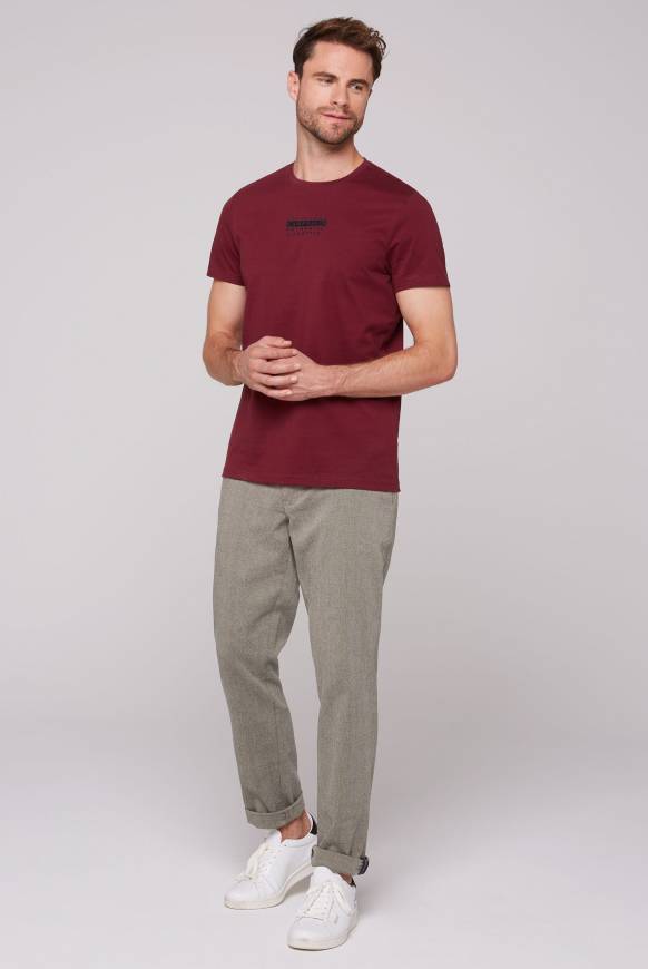 Soccx T-Shirt Rundhals mit Logo Print burgundy Schlussverkauf
