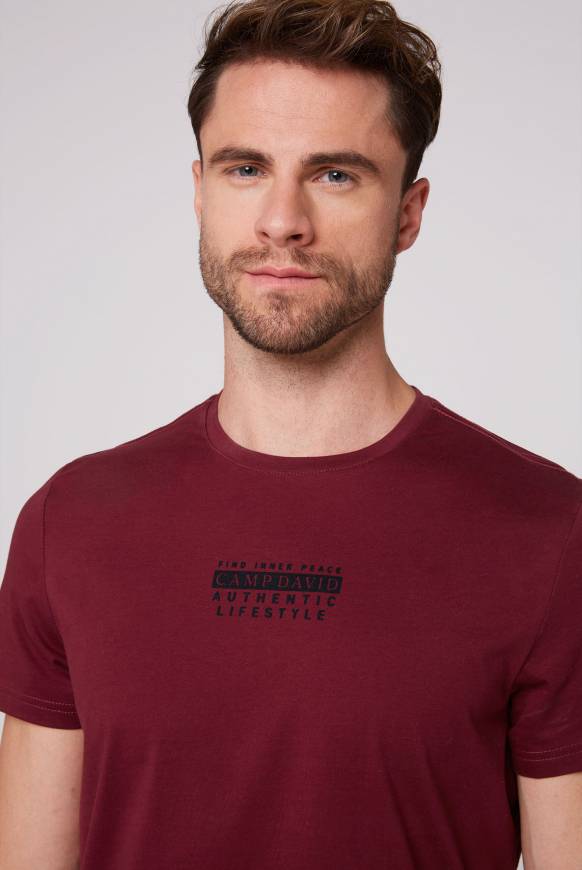 Soccx T-Shirt Rundhals mit Logo Print burgundy Schlussverkauf