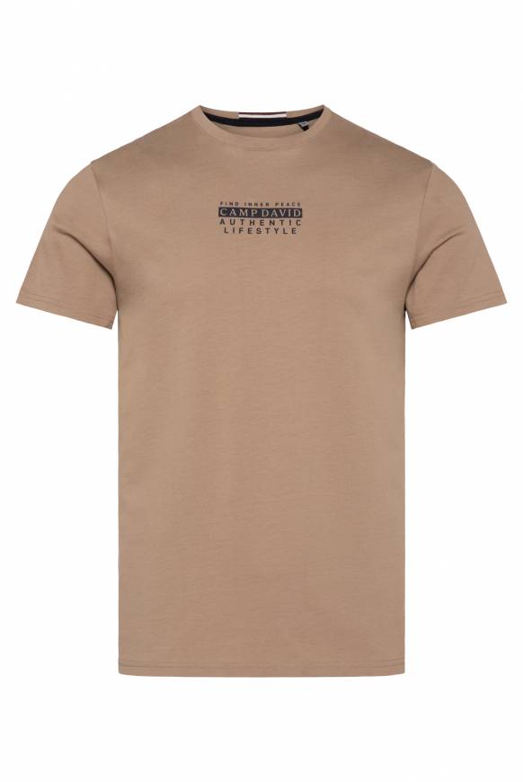 Soccx T-Shirt Rundhals mit Logo Print tan Fabrikverkauf